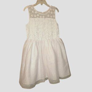Children's Place Girls' 6 White  Dress Floral Appliqués Tulle Skirt. 1775